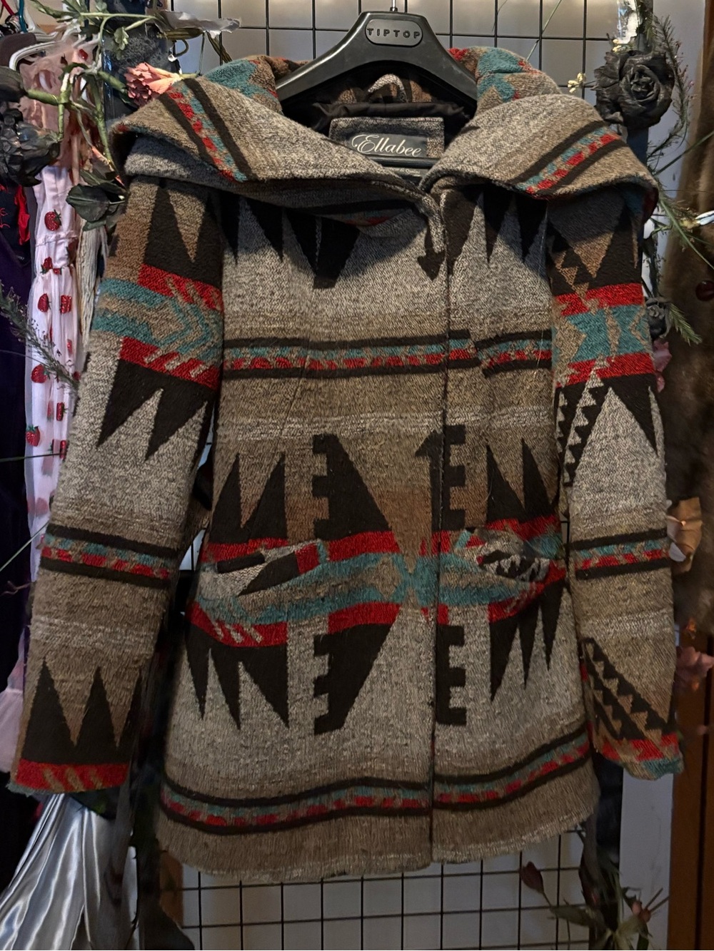 Vintage Hooded Southwestern Wool Coat